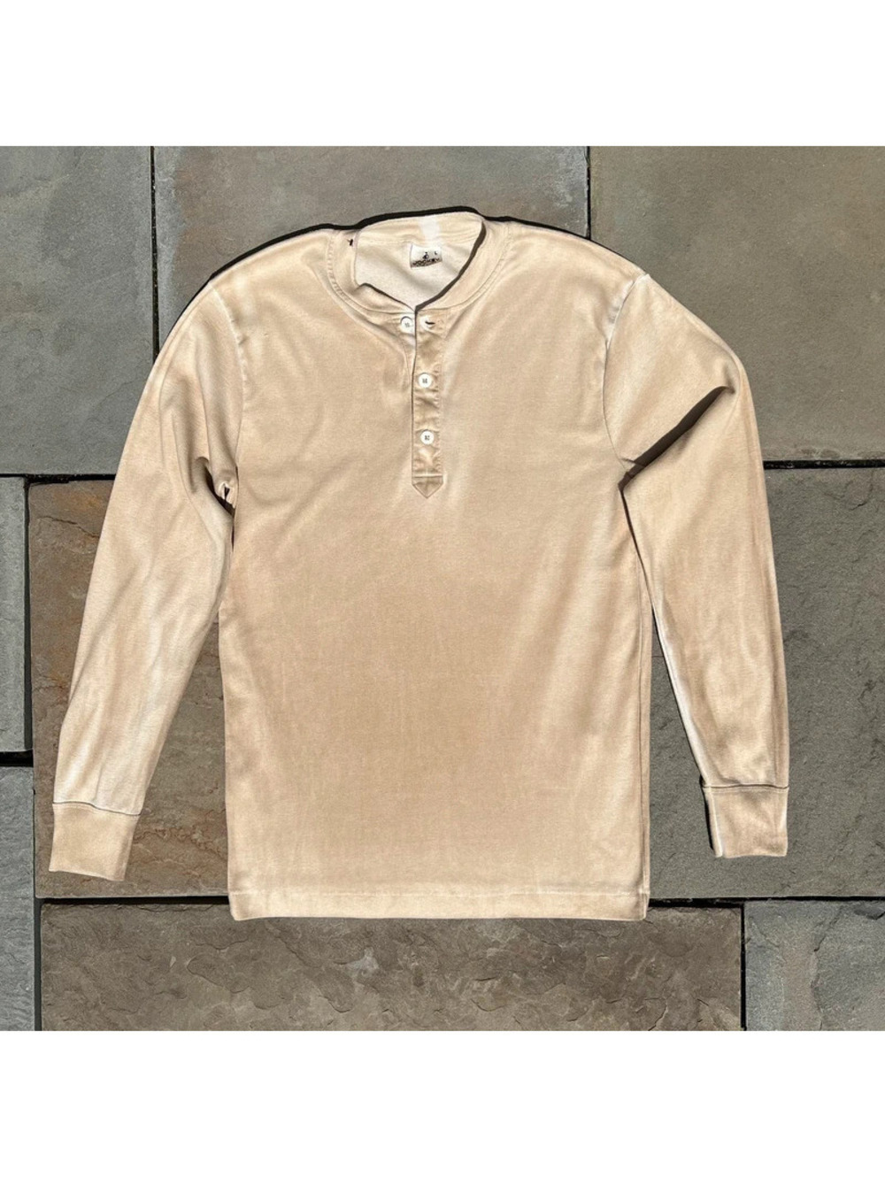 Vintage 80s Jockey Earth Tan Garment Dyed Henley Made in USA